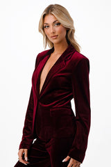 VELVET BLAZER BURGUNDY