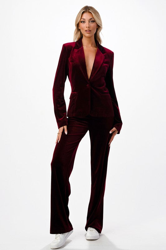 VELVET TROUSER BURGUNDY